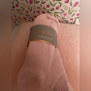 Sam and Olivia Quarter Socks 6 pairs 3 colors pink , white and blue polyester.